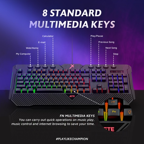 Keyboard Gaming RGB Semi Mechanical JETE KBX2 - Garansi 2 Tahun