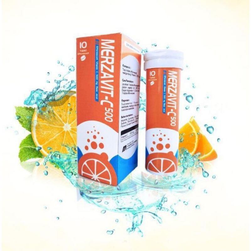 MERZAVIT VITAMIN C 500MG ISI 10 TABLET EFFERVESCENT ORIGINAL TERMURAH
