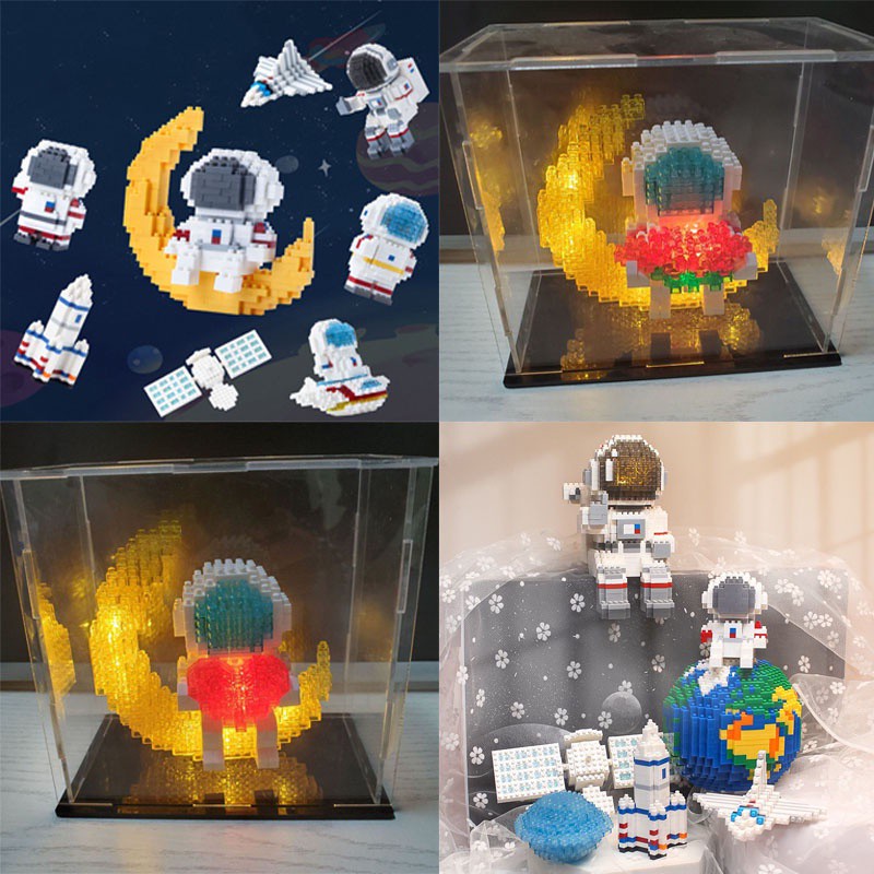 Astronot Blok Bangunan Berlian Partikel Kecil Miniatur Merakit Partikel Kecil Mainan Edukasi Blok Bangunan Antariksa Astronot Anak Mini 3D Model Puzzle