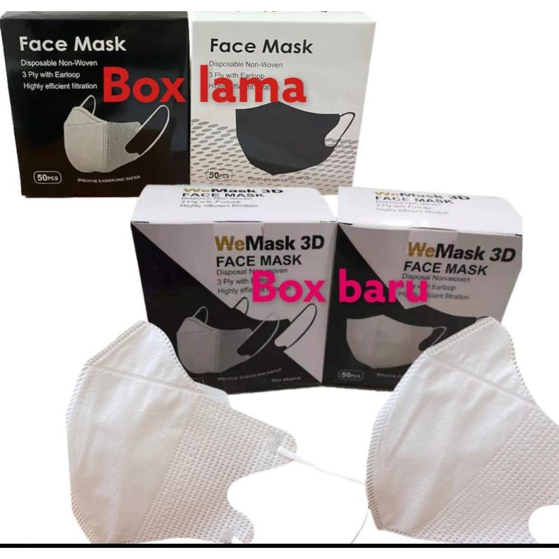 Jual MASKER DUCKBILL 3 PLY DEWASA / ANAK HITAM PUTIH FACEMASK PER PACK ...