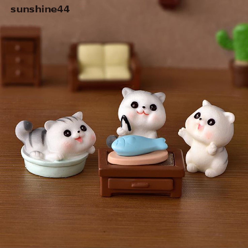 Sunshine 1Pc Miniatur Kucing Nakal Bahan Resin Untuk Dekorasi Rumah / Taman