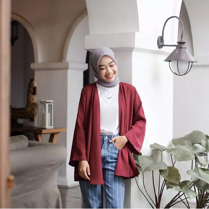 CARDIGAN KARDIGAN OUTER ROMPI POLOS LENGAN PANJANG OUTWEAR WANITA CARDIGAN BLOUSE BAHAN KATUN TWISCONE PREMIUM FASHION ATASAN MUSLIM WANITA TERBARU TERLARIS HITS OOTD SELEBGRAM KOREA KOREAN STYLE LD 100-6
