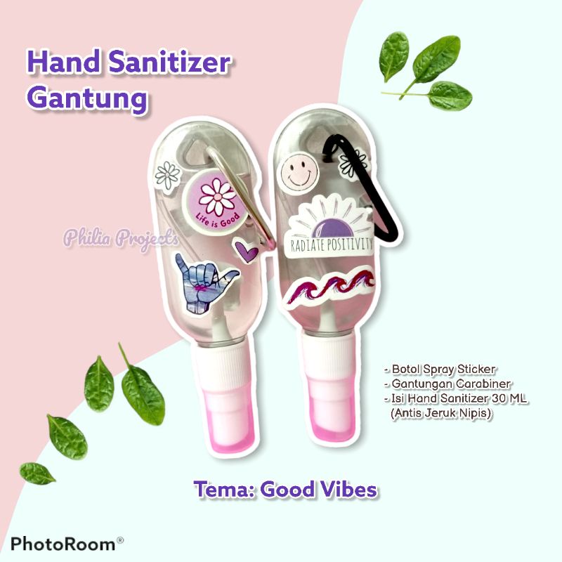 Hand Sanitizer Gantung Tas Botol Spray / Fliptop 30ML (Isi Ulang Antis) Stiker Kekinian Estetik Mura