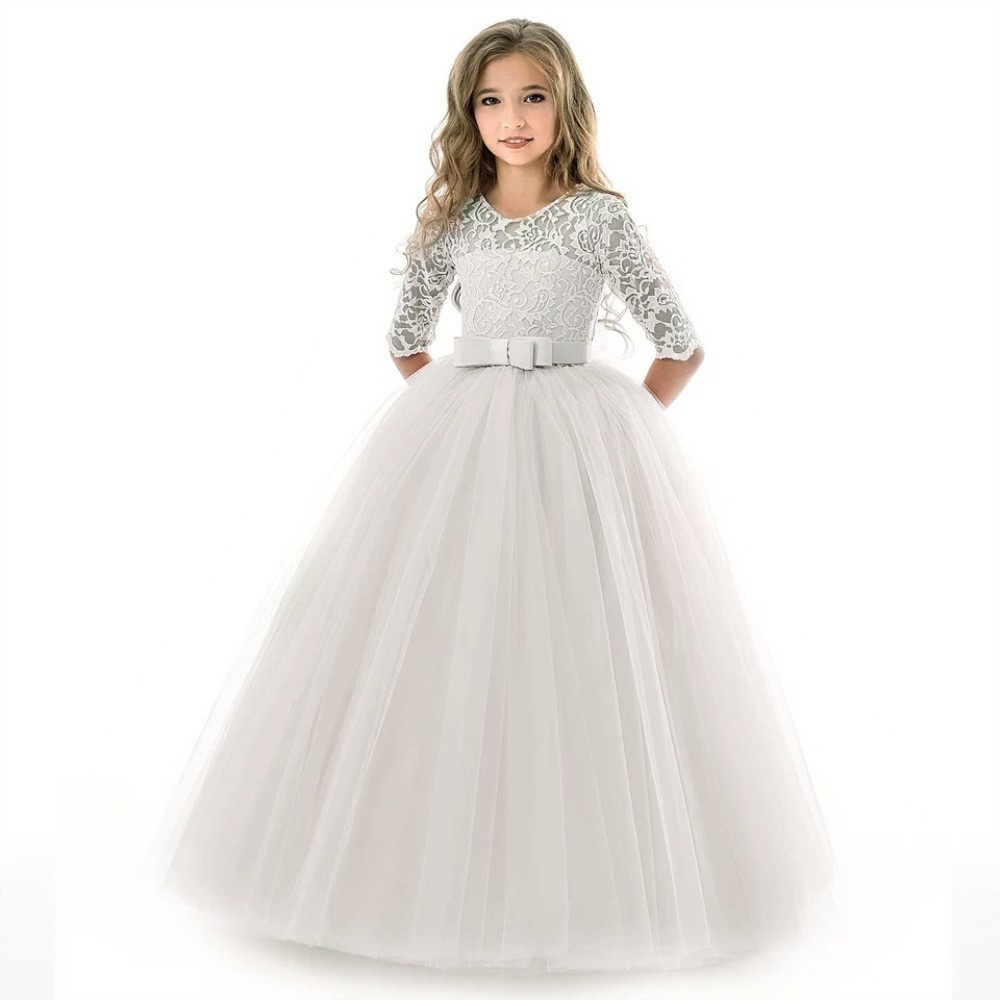 Flower Girl Dresses Pernikahan Tulle Panjang Putri Fancy Anak Gaun Formal Gaun Bayi Anak-anak