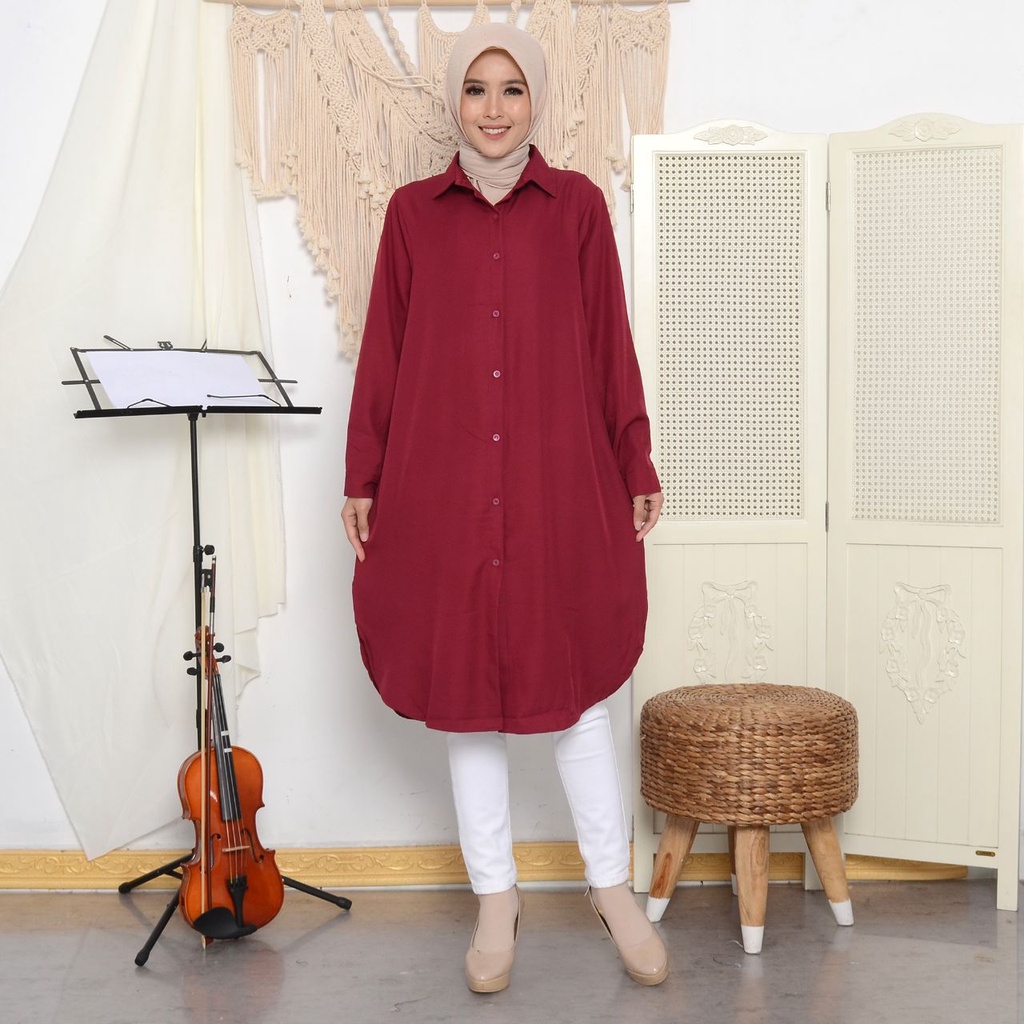 BAJU TUNIK PANJANG/TUNIK WANITA RAYON TWILL  PREMIUM