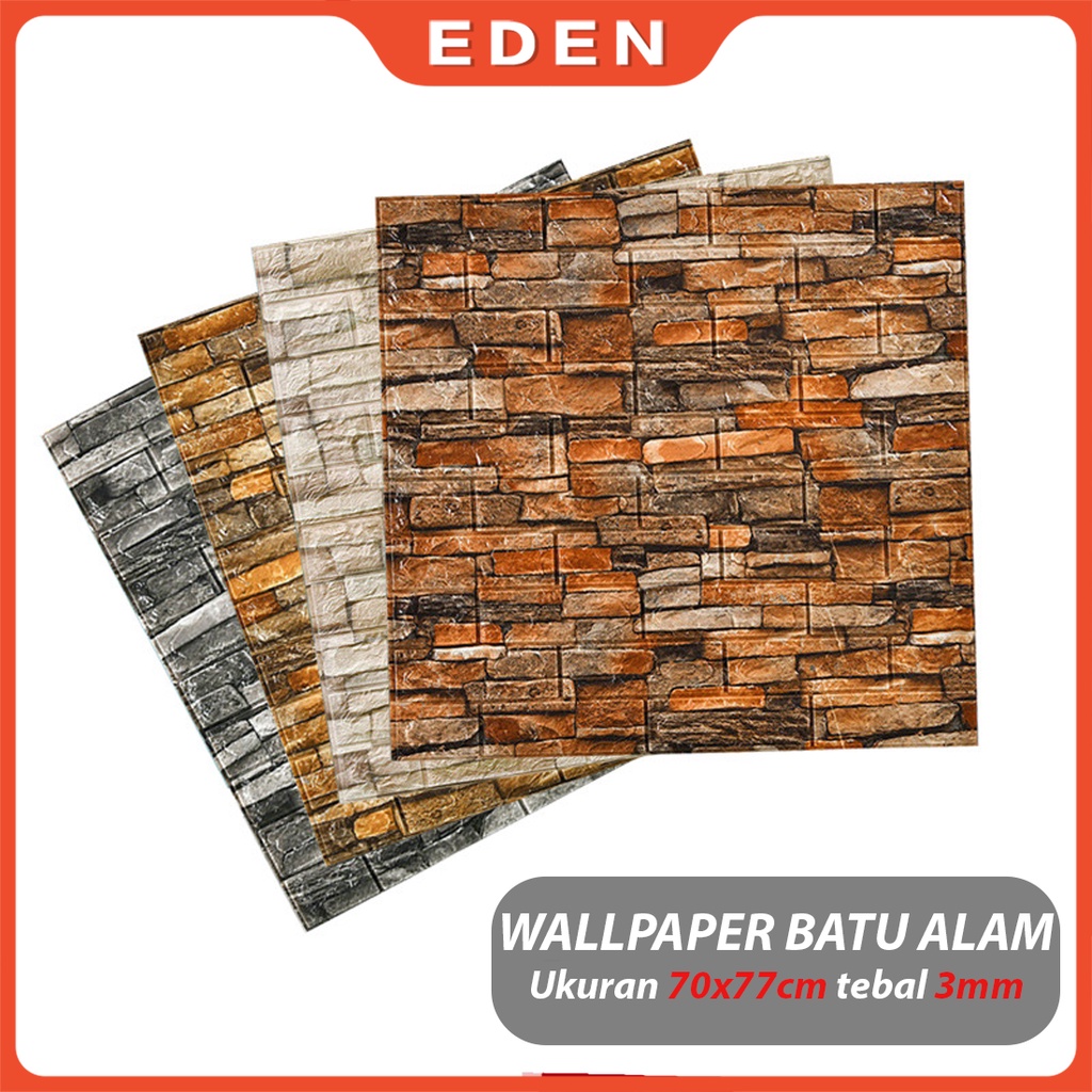 Wallpaper Dinding Foam Motif Batu Alam 3D Stiker