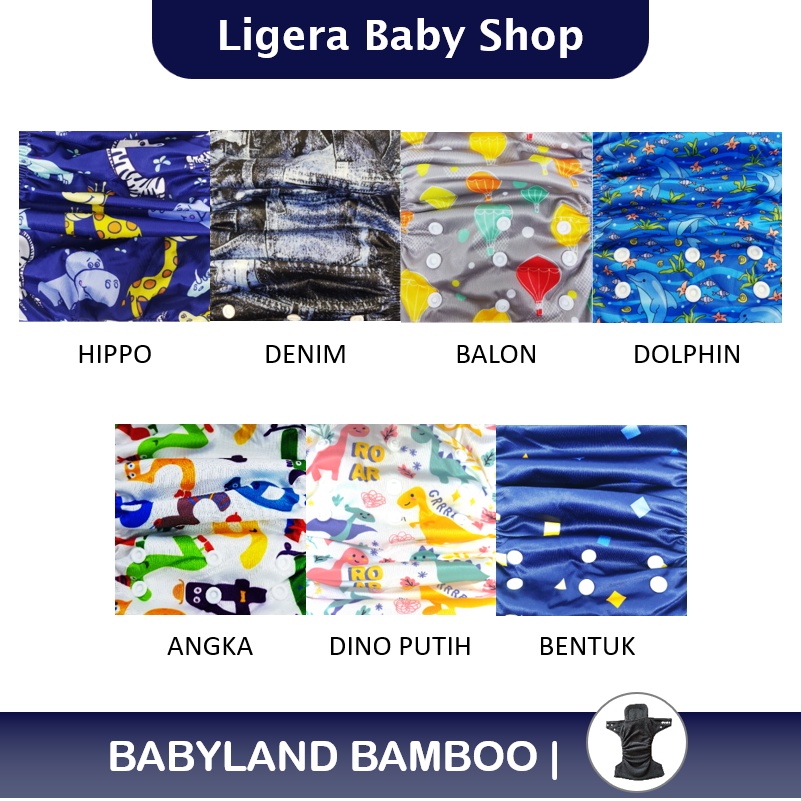 Popok Kain Clodi Kancing Babyland Original Bamboo - Pilih Motif B