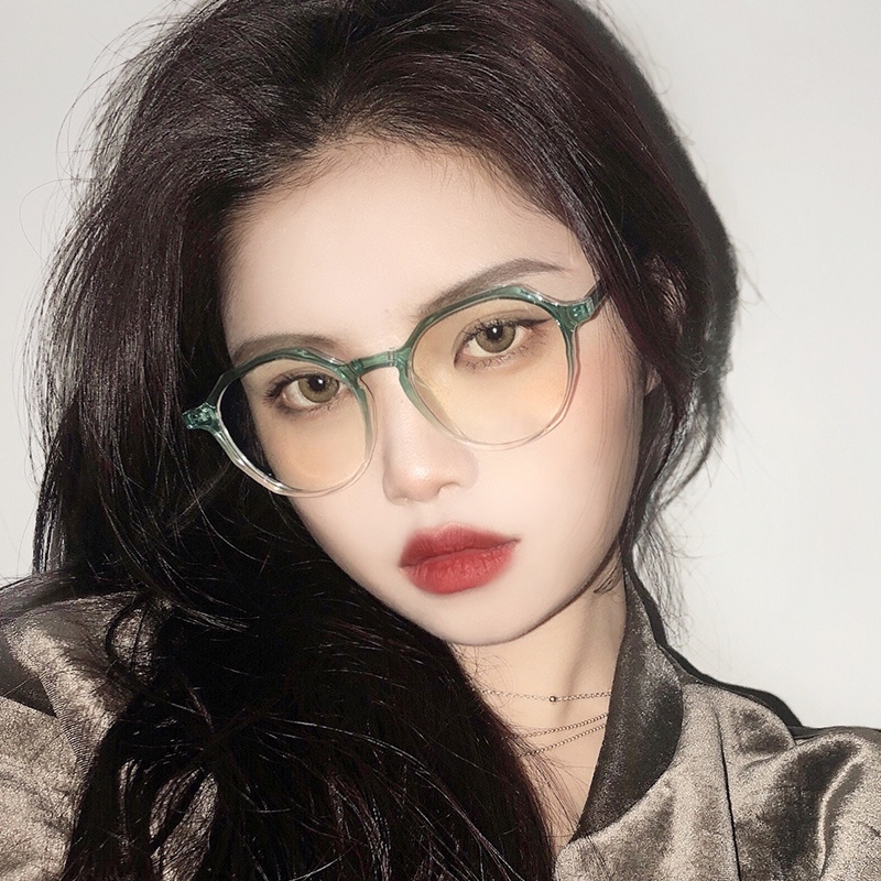 Gradient Transparent/Black Frame Anti Blue Light Clear Lens Glasses for Women Retro Eyewear