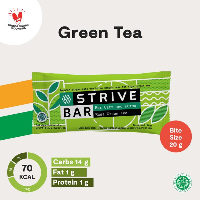 

STRIVE BITE SIZE ENERGY BAR RASA GREEN TEA - 20 GR x 5-PCS