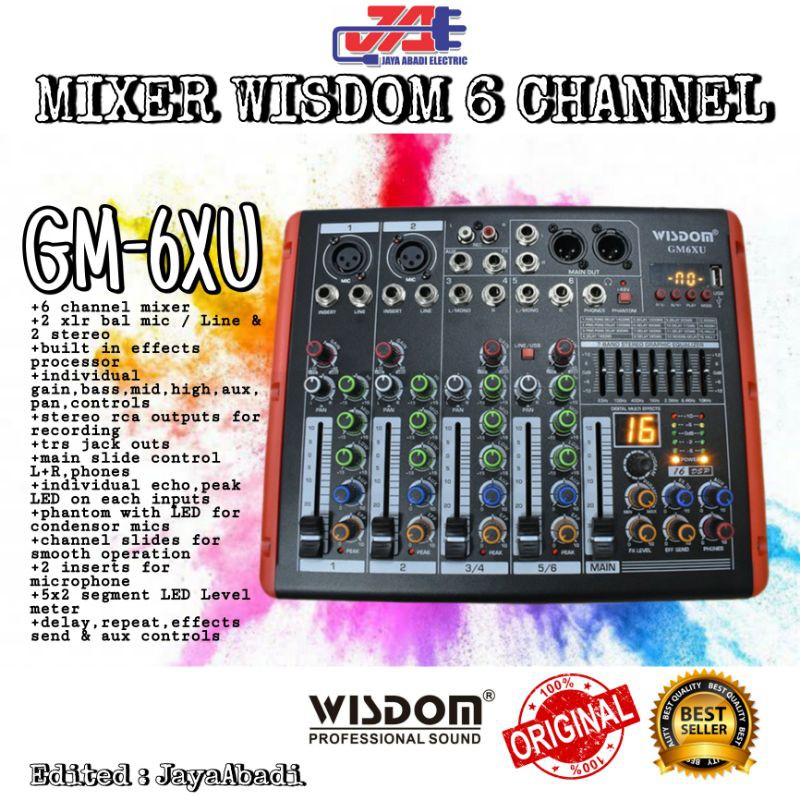 MIXER 6 CHANNEL WISDOM GM6XU ORIGINAL