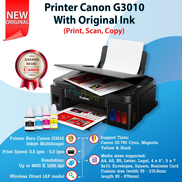 Printer Canon G3010 G3010 G3020 Print Scan Copy WiFi Ink Tank Tinta GI790