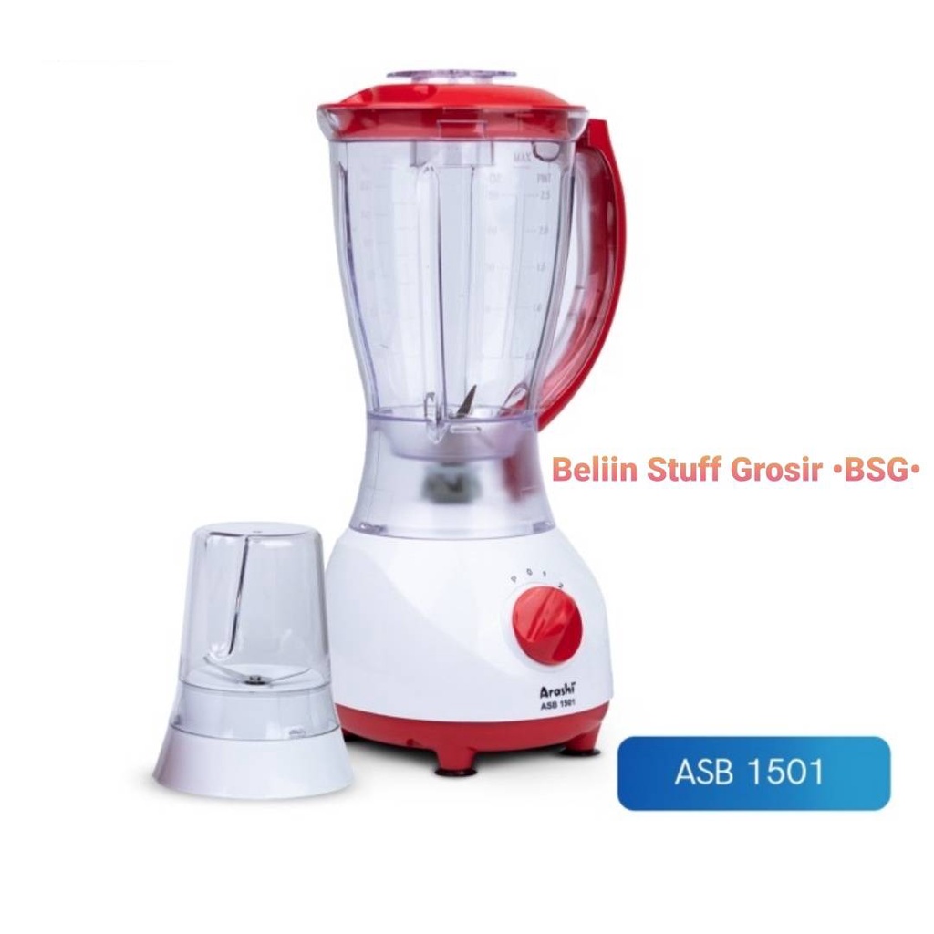 Juicer Blender Arashi ASB 1501/Blender Kapasitas 1.5 liter/ Blender Jar Plastik 2 in 1