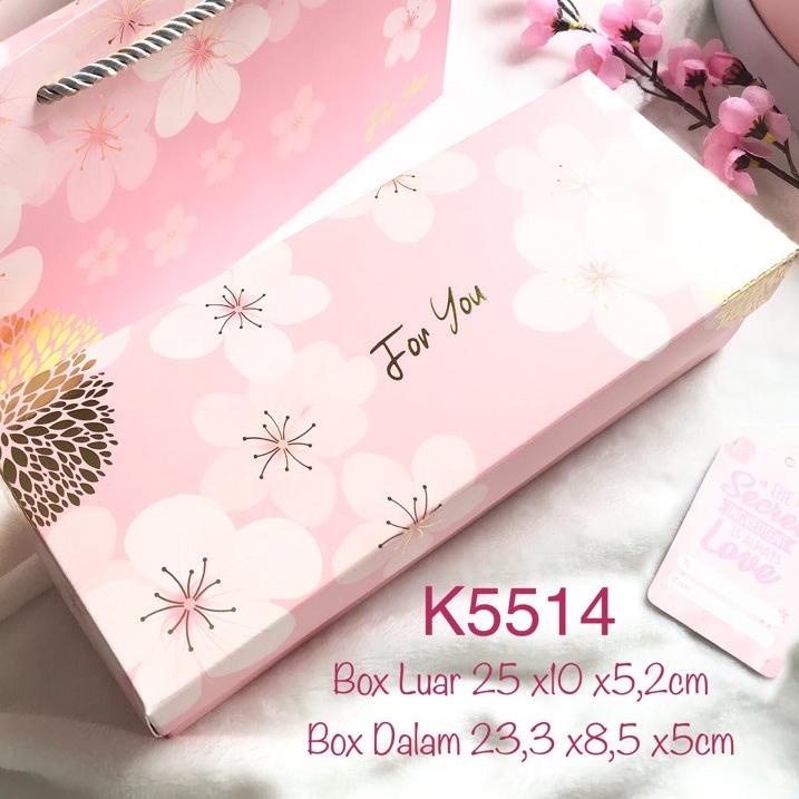 

K5514 Kotak Paper Bag Isi 5 Sakura Pink Fancy Packaging Gift Box Dus Hampers K55