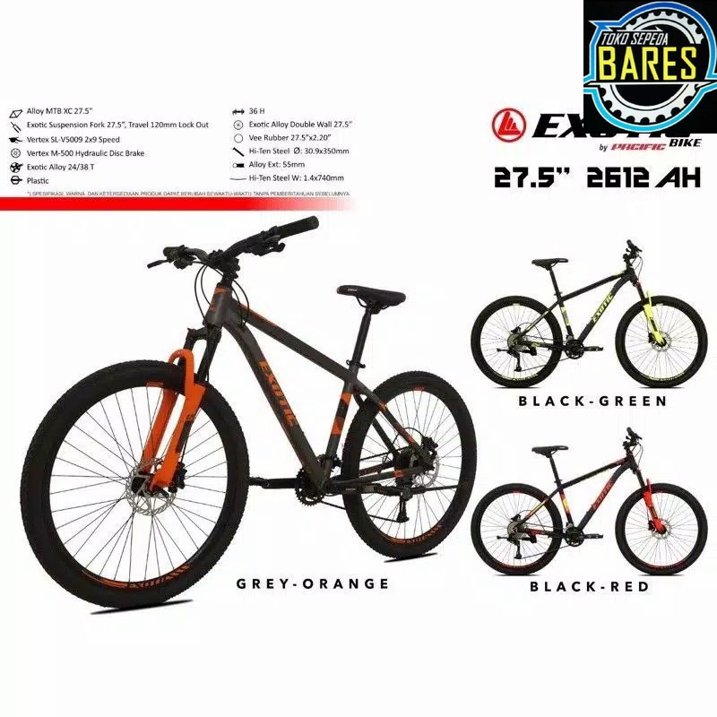 Sepeda Gunung / MTB 26 / 27.5 Exotic ET-2612 AH HD