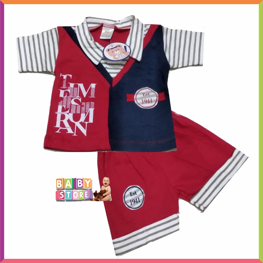 ❤ FashionBabies ❤ SETELAN CELANA PENDEK / SETELAN TOPI BAYI LAKI-LAKI / BABY BOYS PANTS TEE ALLSIZE