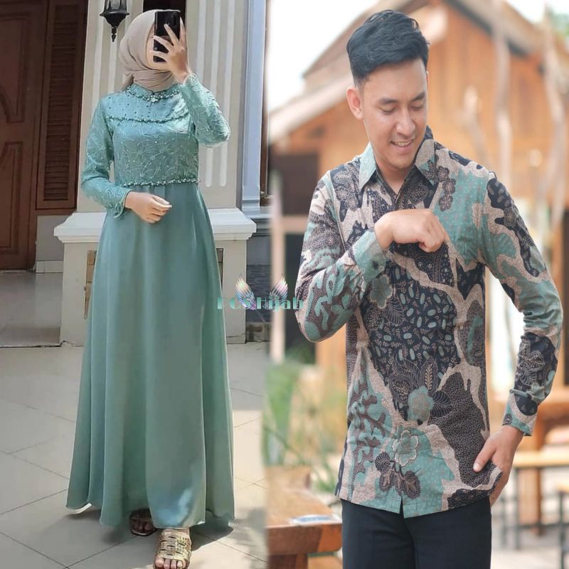 Sarimbitan Gamis Helen Tile Mutiara Couple Set Tunangan Atasan Kemeja Pria Sonia Dress Sonia Maxy Belle Maxy Tiara Maxy Dress Remaja Muslimah Couple Pasangan Cewe Cowo Sarimbitan Lebaran Couple Kondangan Outfit Terbaru