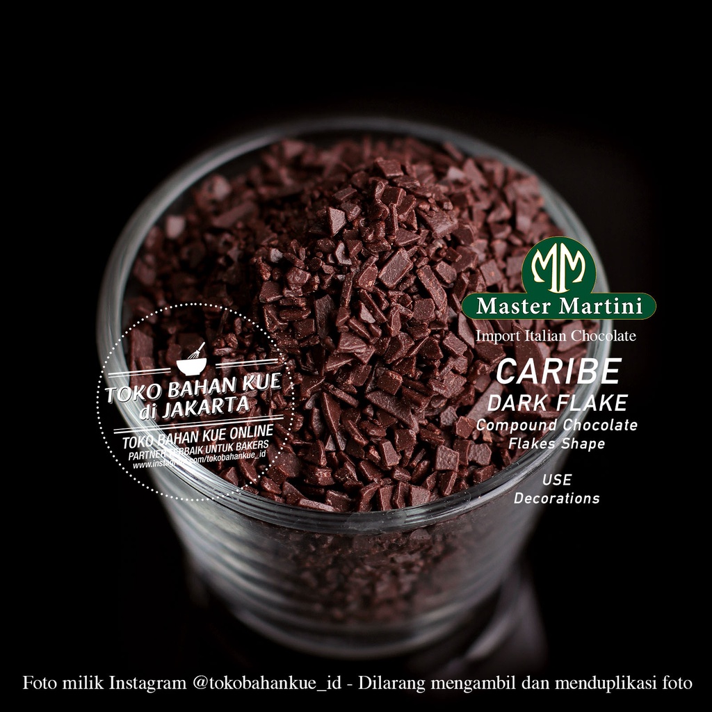 

Master Martini Caribe Dark Flake 1kg Repack Chocolate Flakes Dark Compound Coklat Topping Cokelat Serpihan