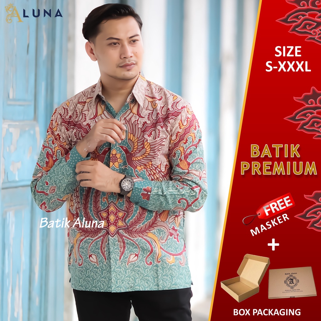 KEMEJA BATIK PRIA PREMIUM LENGAN PANJANG REGULAR BATIK ALUNA PCW 069