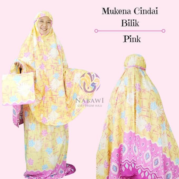 Mukena Mukenah Setelan Katun Bali Cindai Bilik Jumbo Oleh Oleh Haji - Biru ALE70