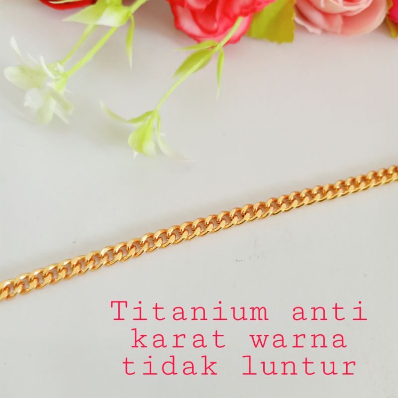 Gelang Titanium Gold Rantai anti karat