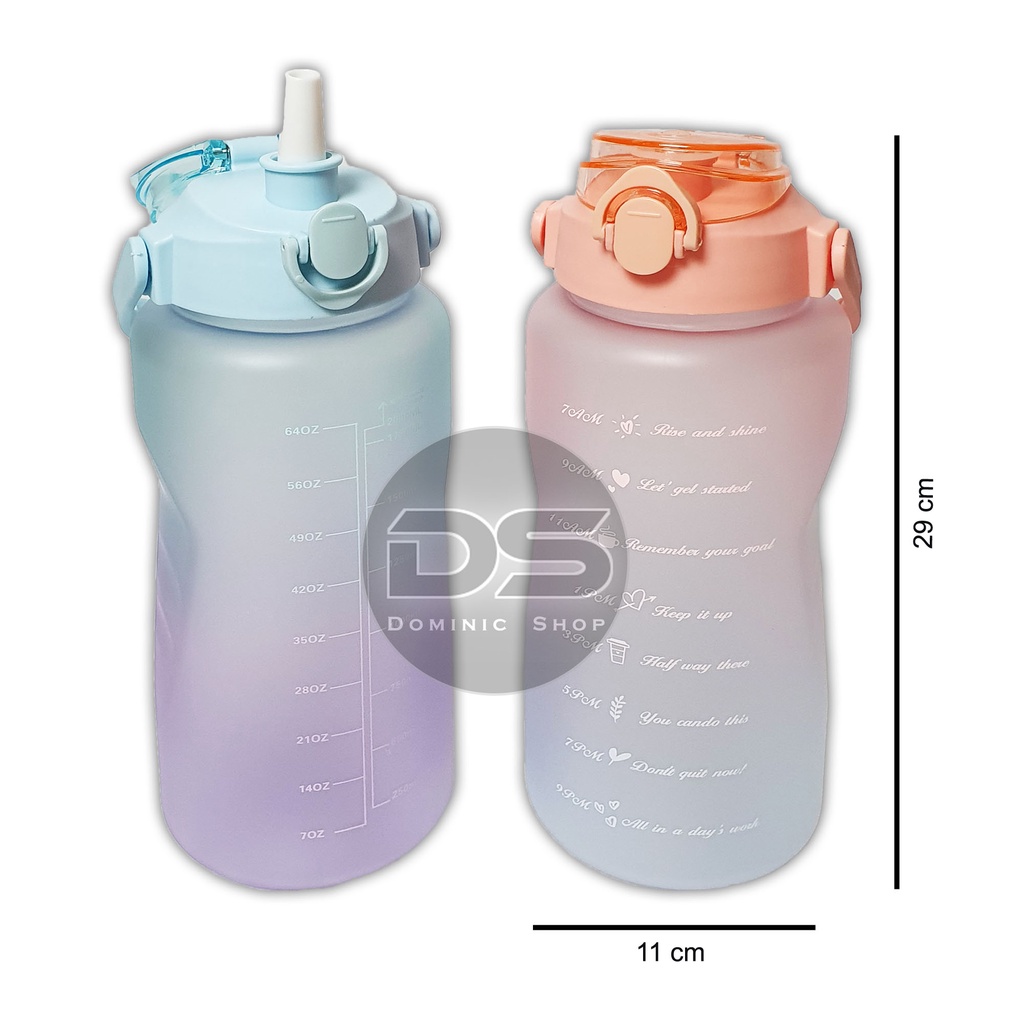 Botol Minum Warna Warni Gradasi 2 Liter / Botol Minum Viral / Botol Minum Motivasi / Tempat Minum