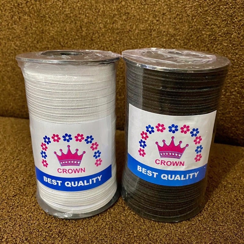 1 ROLL Karet Elastis Merk Crown Best Quality 5mm 0,5cm / karet masker / karet jahit / karet baju