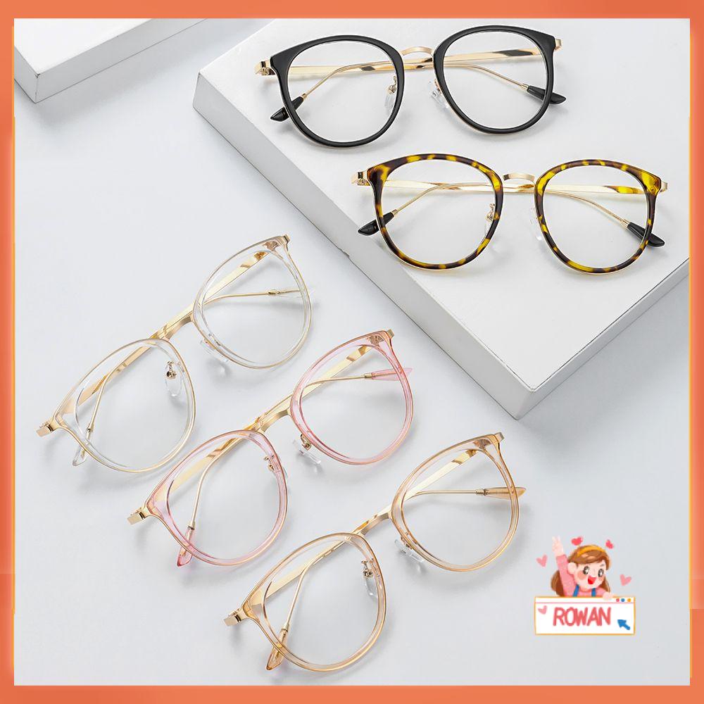 ROW Unisex Flat Mirror Eyewear Ultralight Glasses Optical Spectacle Round Frame Transparent Fashion Leopard Eyeglasses/Multicolor