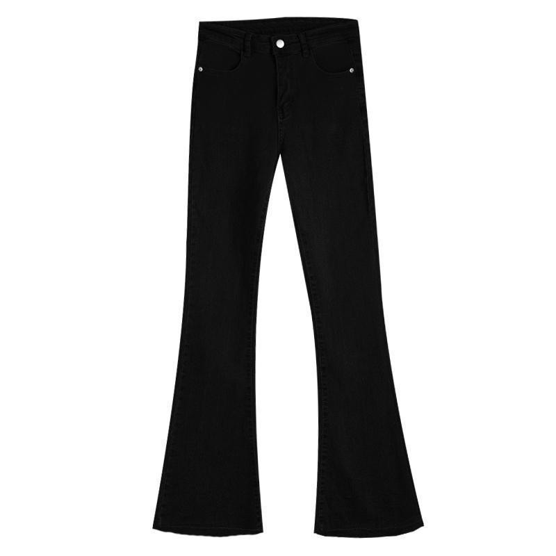 Suhao Tinggi Pinggang Lurus Bootleg Celana Horseshoe Celana Awal Musim Gugur Baru Denim Pel Celana W