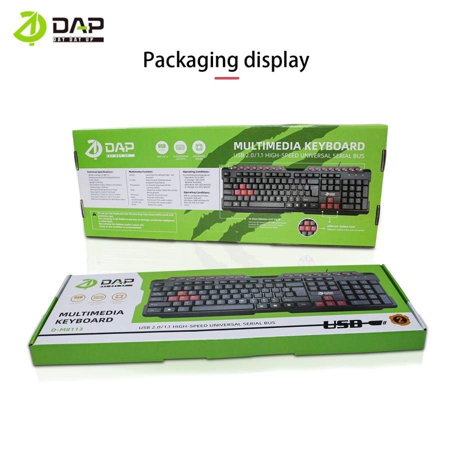 Keyboard USB 2.0/1.1 DAP D-M8113 Universal Serial Bus Multimedia