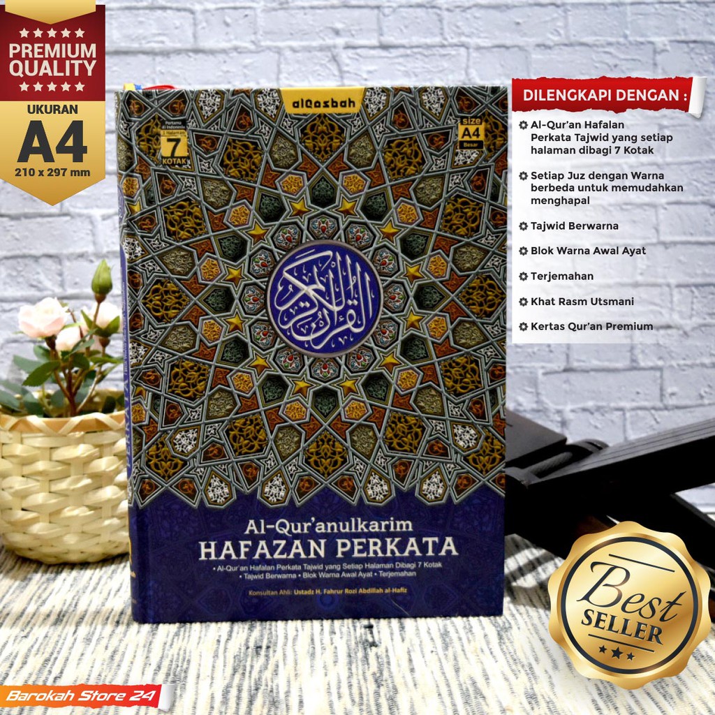 Biru - Al Quran Hafazan 7 Hafalan Perkata A4 - Alquran Hafazan Terjemah Perkata Tajwid Ukuran Besar
