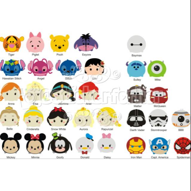 Stiker Decal Karakter Disney Tsum Tsum 