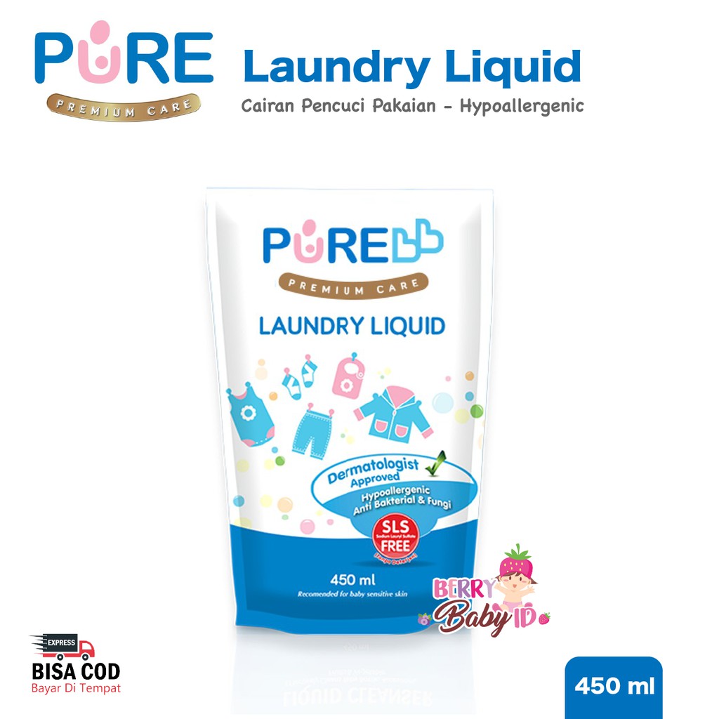 PureBB Laundry Liquid Cairan Sabun Pencuci Baju Bayi 450 ml Pure BB Berry Mart