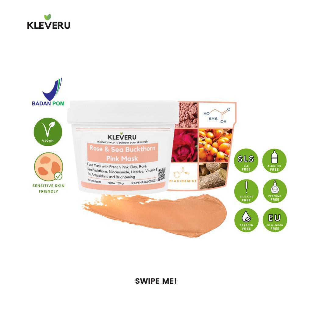 KLEVERU Rose and Sea Buckthorn Pink Mask Centella and Spirulina Green Mask