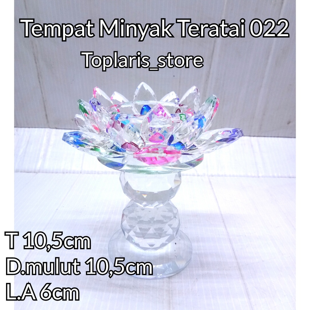 Tempat Lilin Kaca Kristal Teratai 7 Warna New 022