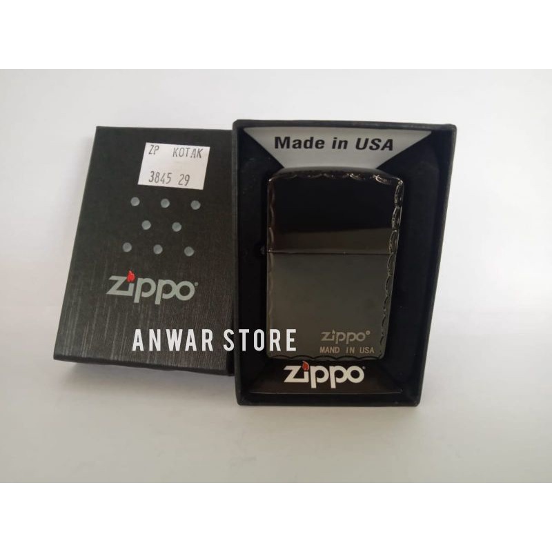 Korek Api Unik Zippo Made In USA Black Ice / Mancis Korek Api Hitam mengkilat