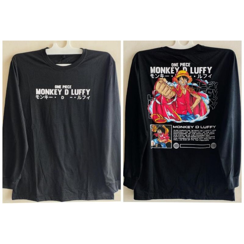 KAOS DISTRO LENGAN PANJANG MONKEY D.LUFFY ONE PIECE HITAM