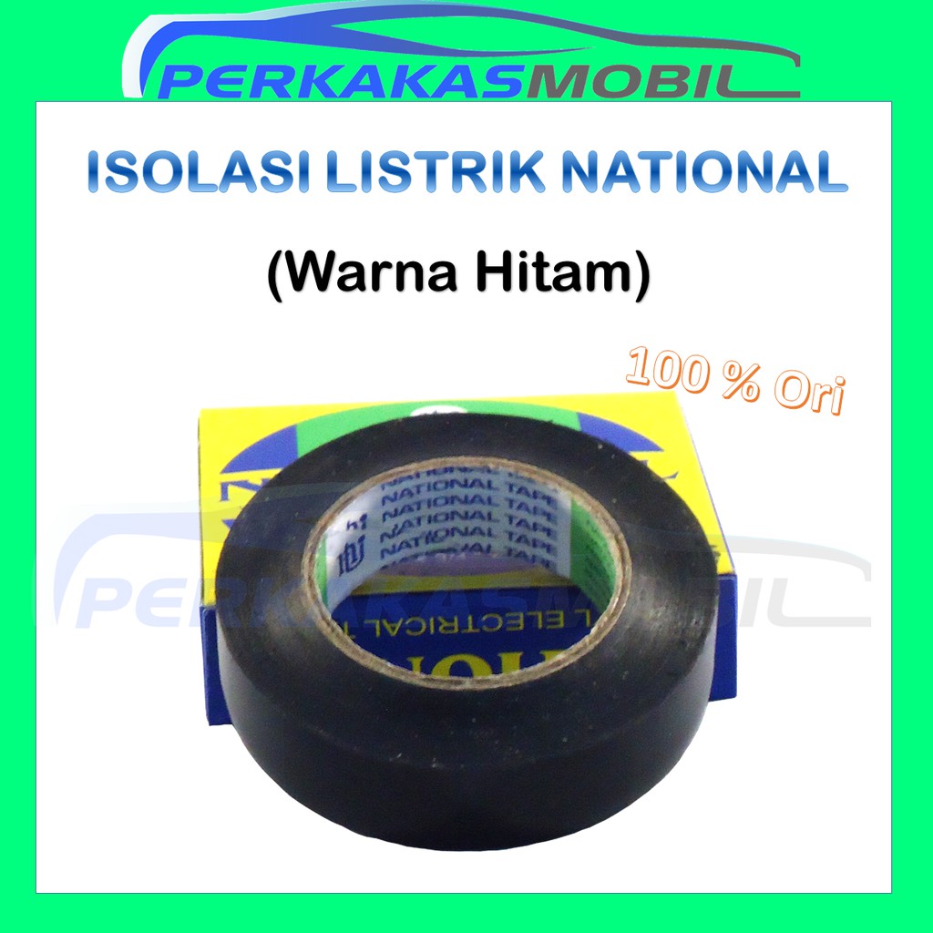 NATIONAL Isolasi listrik hitam atau selotip kabel listrik atau isolasi kabel atau lakban listrik atau selotip listrik atau selotip kabel atau solasi listrik atau solasi kabel atau electrical tape atau insulation tape 20 Yards