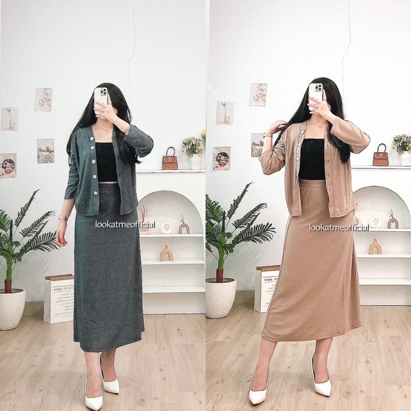 lookatmeofficial • Nagita Set ~ Cardi + Skirt Korean Look Premium