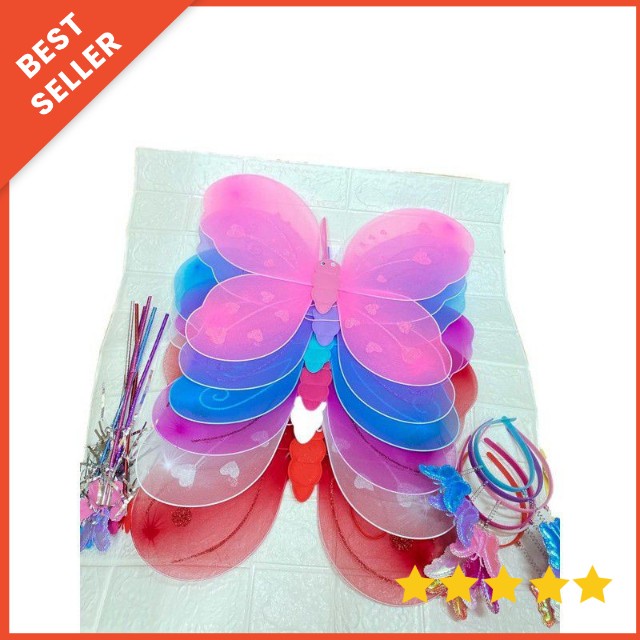 ZHAFIRA KIDS STORE - 1sett SAYAP PERI KUPU KUPU LED SAYAP TONGKAT BANDO / SAYAP PERI / FAIRY WING