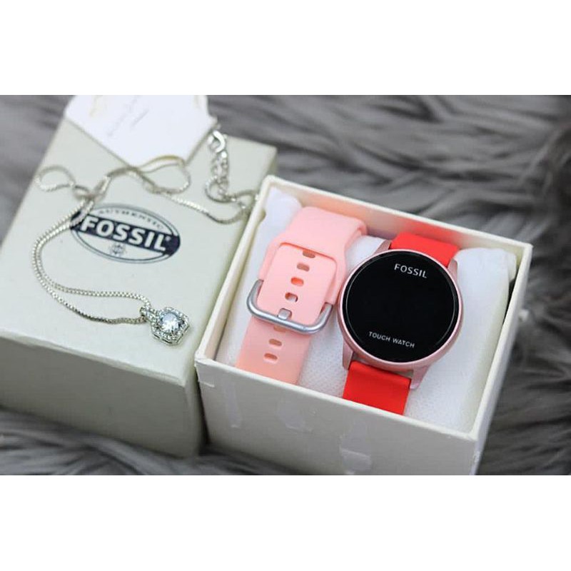 COD - JAM TANGAN WANITA F7115S PW LED TOUCH WATCH FREE KALUNG,TALI KARET,BOX ORI & BATERAI