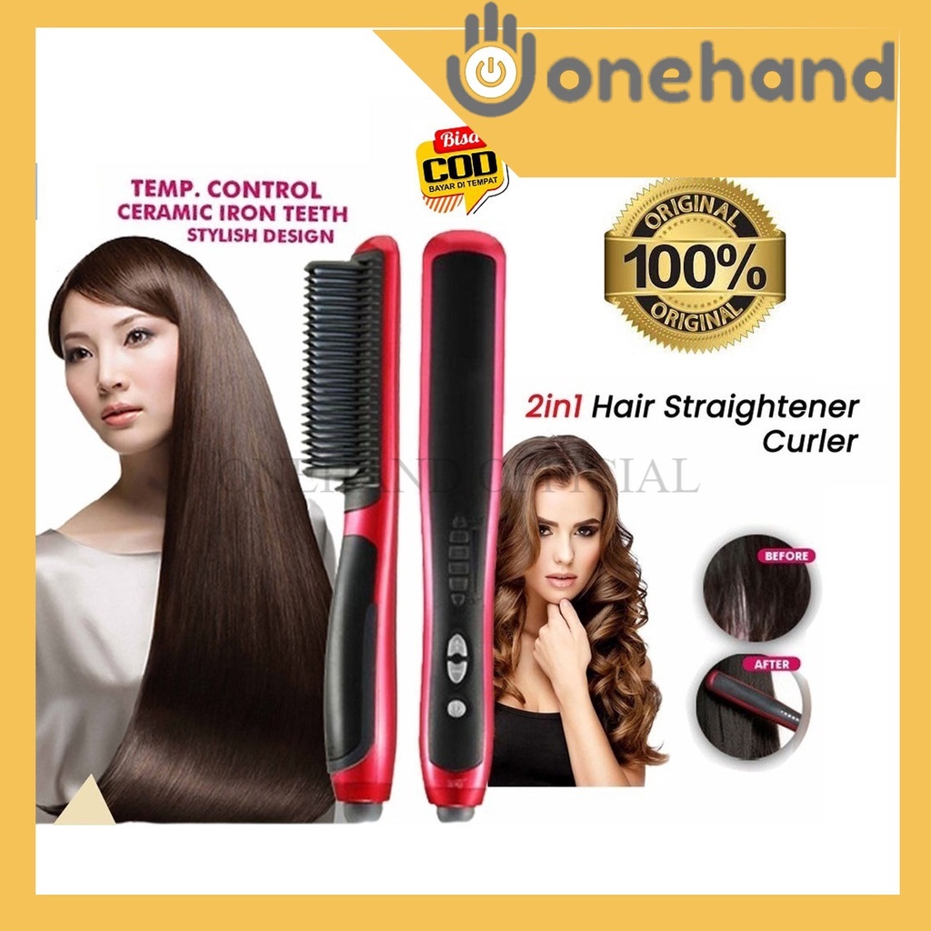 CatokanPelurus Rambut  2 in 1 straightening sisir listrik Sisir Catokan Pelurus Rambut (rambut lurus dan keriting)