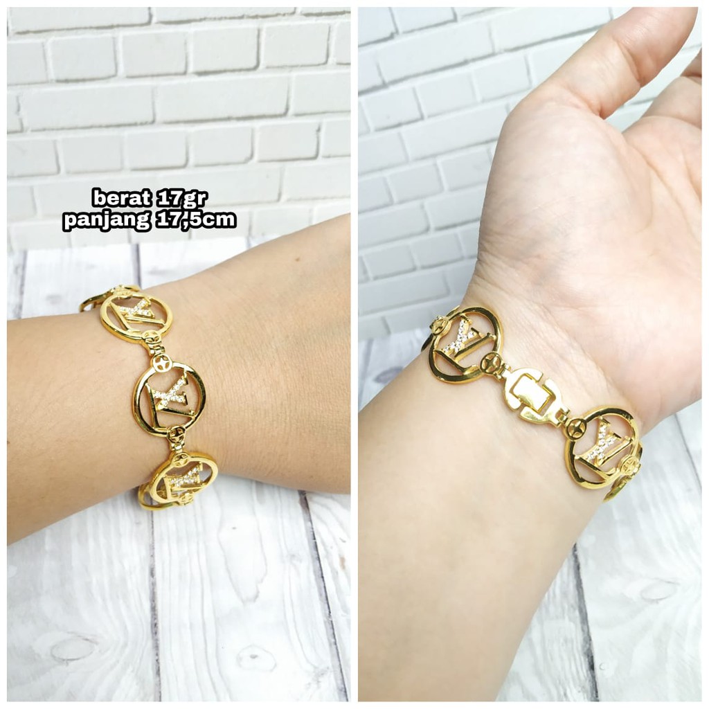 GELANG PLAT MOTIF BULAT MATA GOLD PERAK ASLI S925 KODE CG022