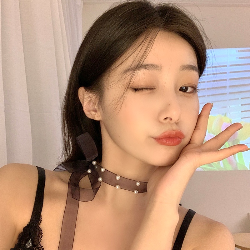 Kalung Pita Mutiara Serbaguna Gaya Korea Untuk Aksesoris Wanita