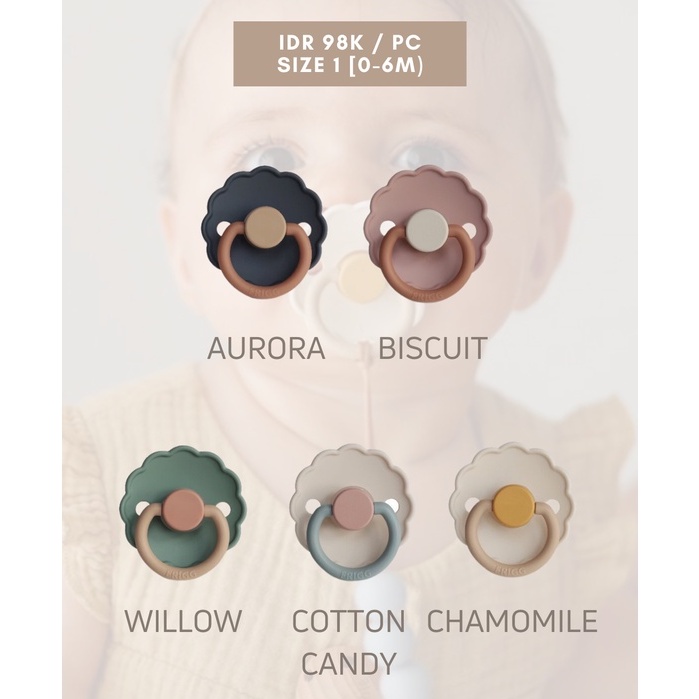 FRIGG Daisy Colourblock Latex Pacifier - Colorblock 1pc Friggs Matte Newborn Soother Empeng Paci Anak Bayi Baby Boho Neutral Dot Gigitan Natural Rubber Kompeng Made in Denmark