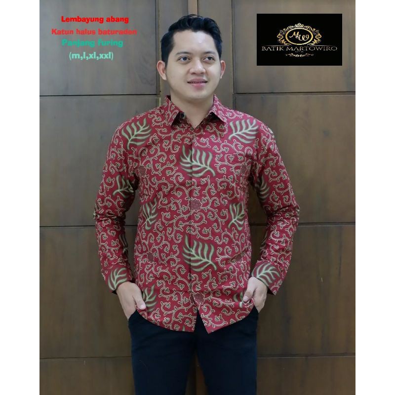 Kemeja Batik Lengan Panjang Pria LEMBAYUNG ABANG PANJANG Bahan Katun Halus Full Furing