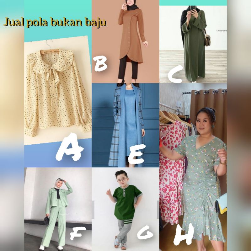POLA INSTAN ATASAN /BLUS/OUTER/STELAN BLAZER/ABAYA GAMIS/DRESS/POLA JIPLAK KOKO