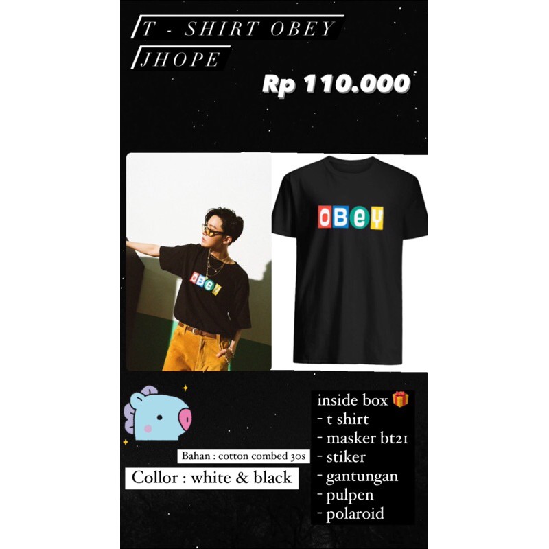 

T SHIRT OBEY J-HOPE UNISEX | kado ulang tahun | gift box
