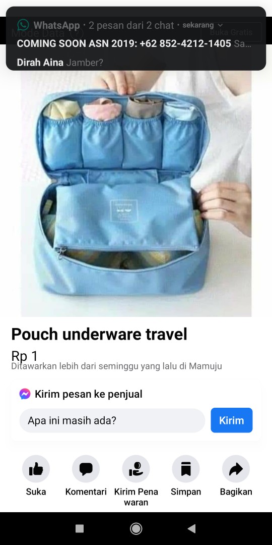 Underwear Pouch Organizer Tas Penyimpanan Pakaian Dalam