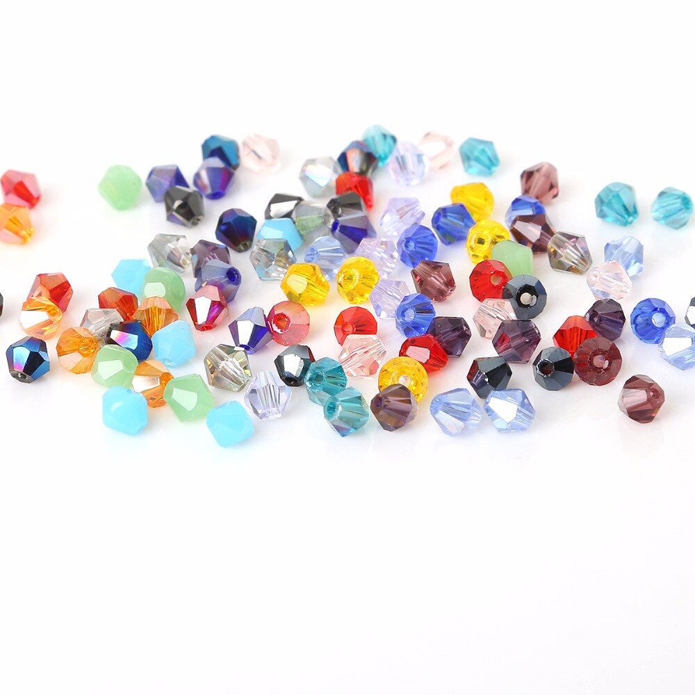 95-100 Pcs 4 Mm Warna Campuran Ikon Austria Kristal Manik-manik Pesona Manik-manik Kaca Longgar Spacer Manik untuk DIY Membuat Perhiasan