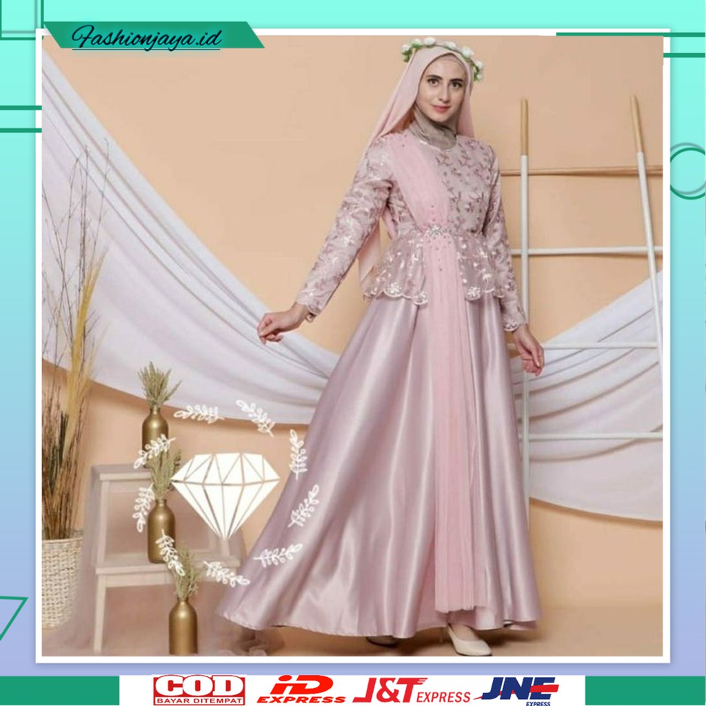 baju gamis brukat terbaru 2022 untuk kondangan buat lebaran Terbaru Bhn Brukat Tille Mutiara All Siz
